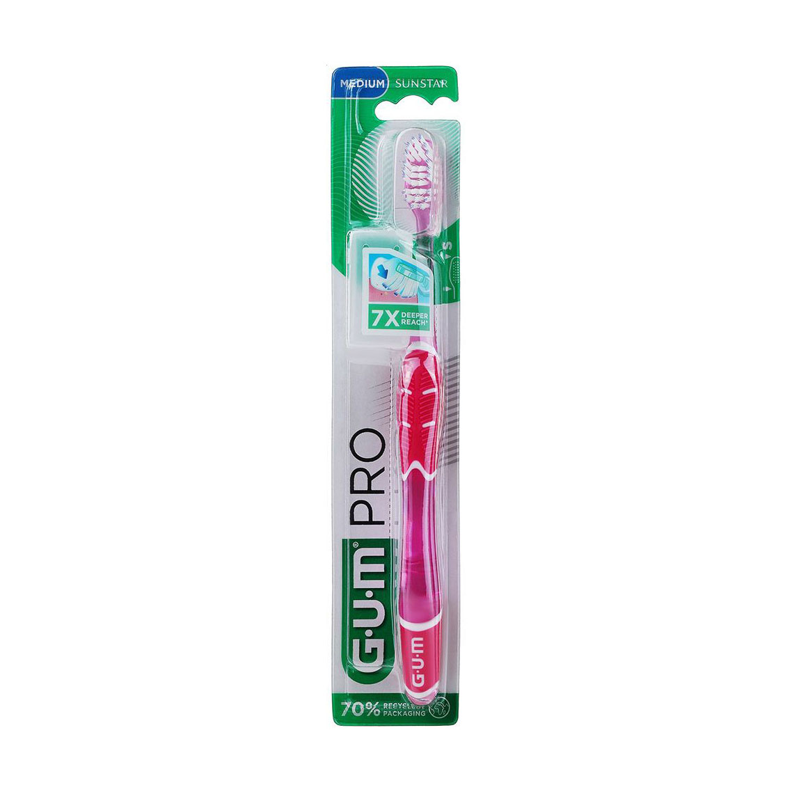 Зубна щітка GUM Technique Pro Compact Medium середньо-м'яка, червоно-рожева, 1 шт